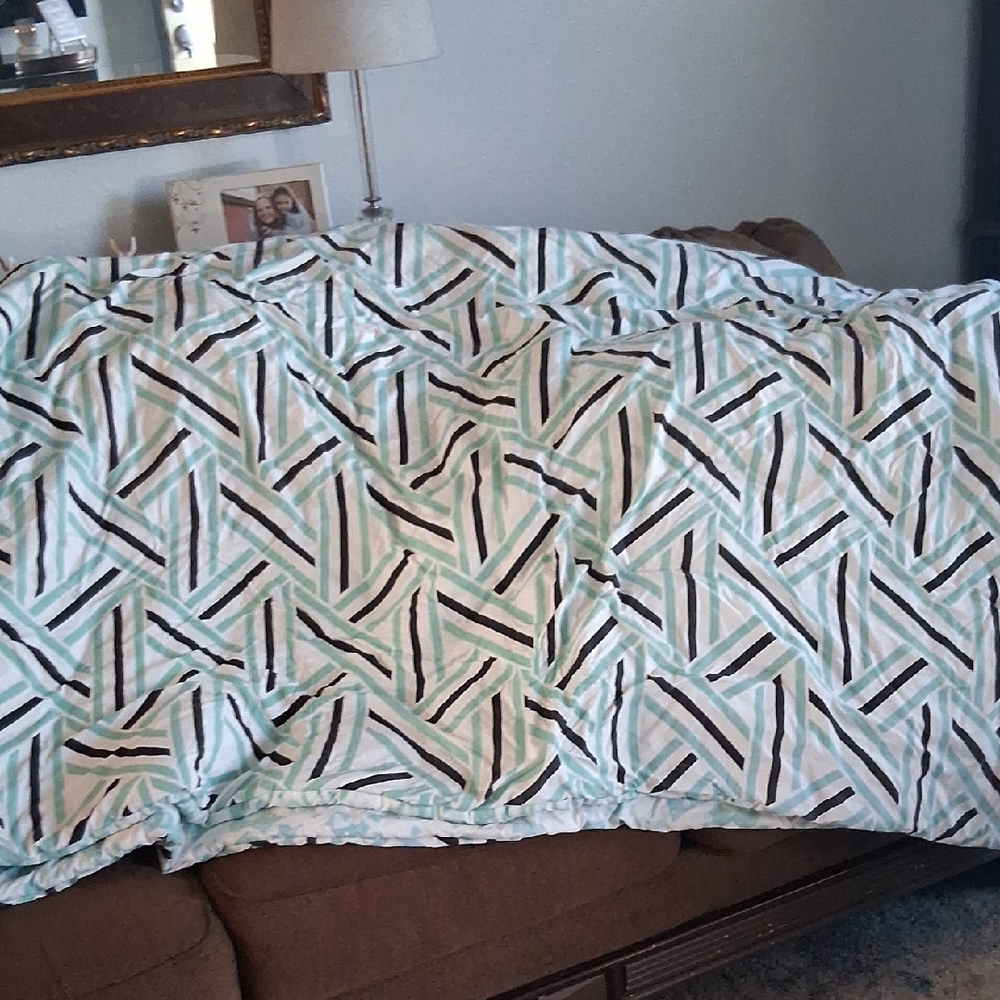Reversible Full Size Comforter in Mint and Black